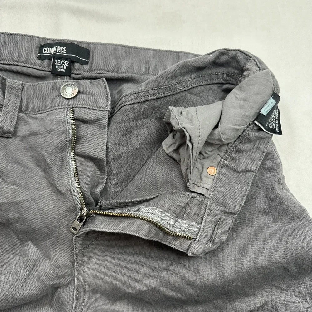 Commerce Men's Gray Straight Leg Chino Pants Jeans Work Casual Sz 32x32 fit32x31